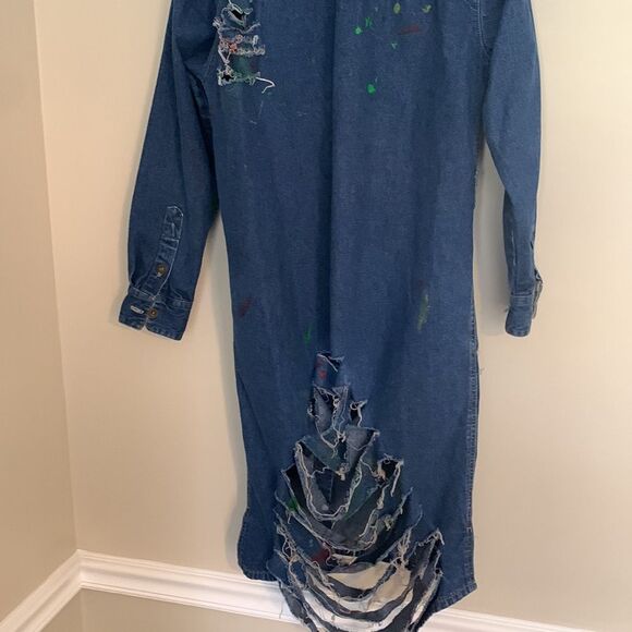 Vintage Calvin Klein denim distressed dress size medium - Picture 7 of 10